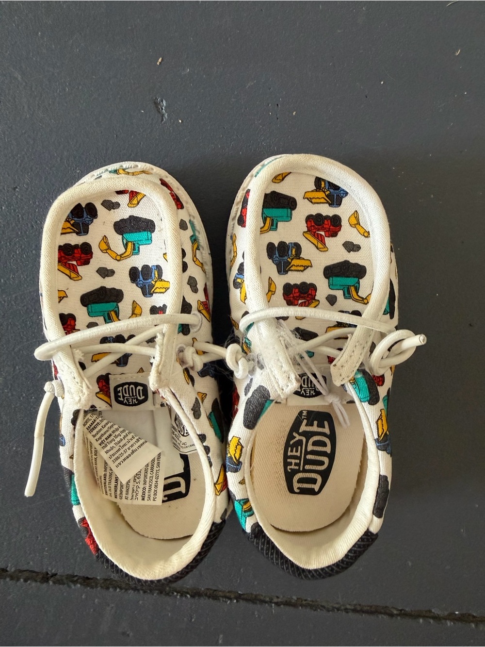 Hey Dude Kids White Sneakers with Multicolor Cartoon Print